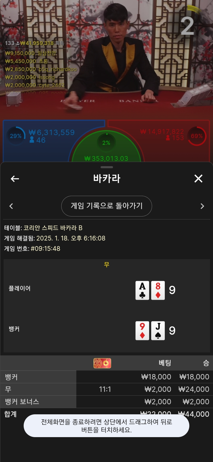 바카라 소액 타이 성공