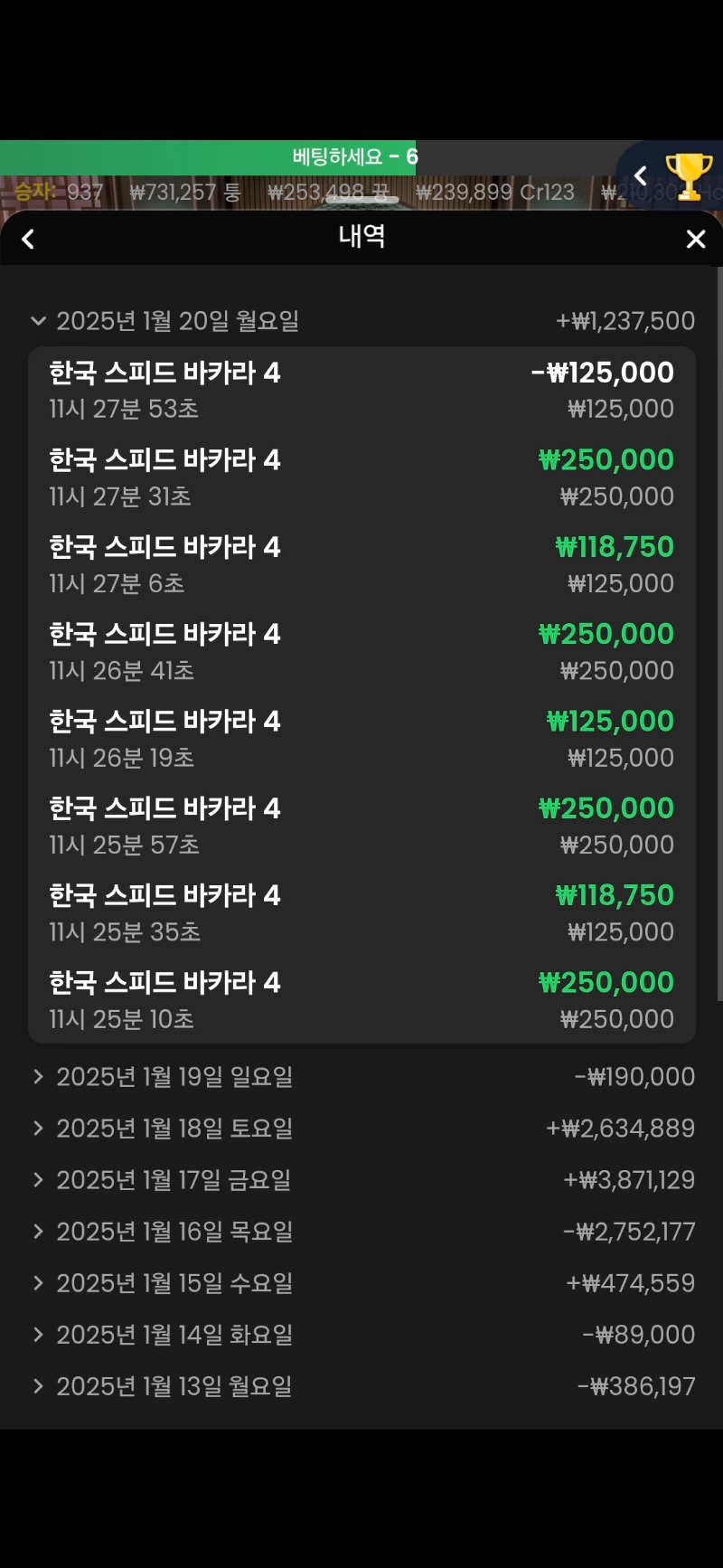 바카라 7연승