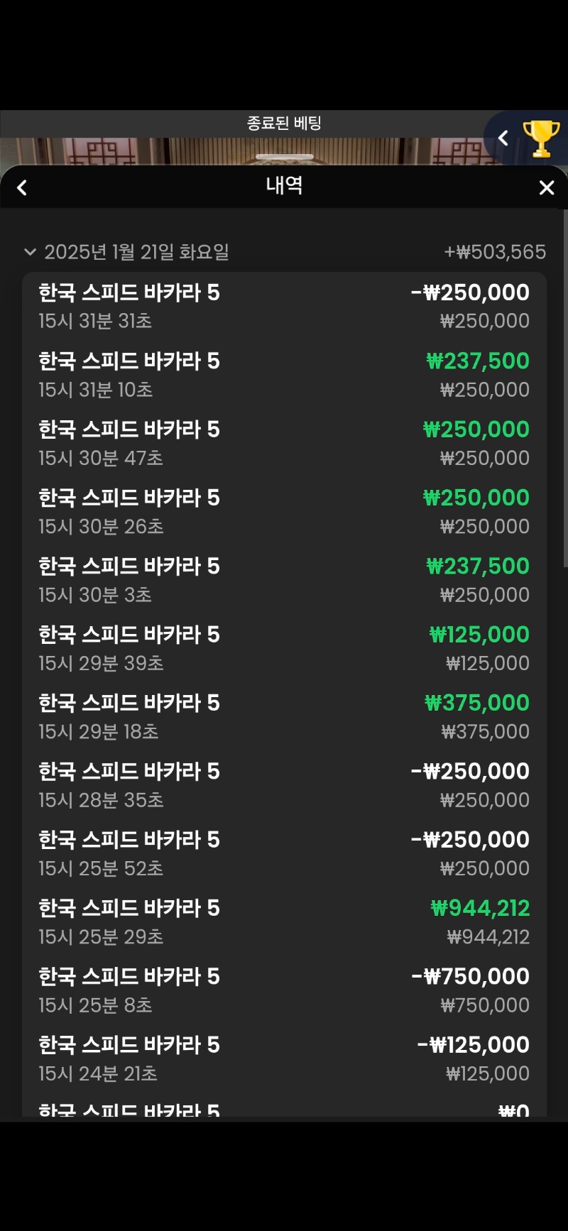 바카라 6연승