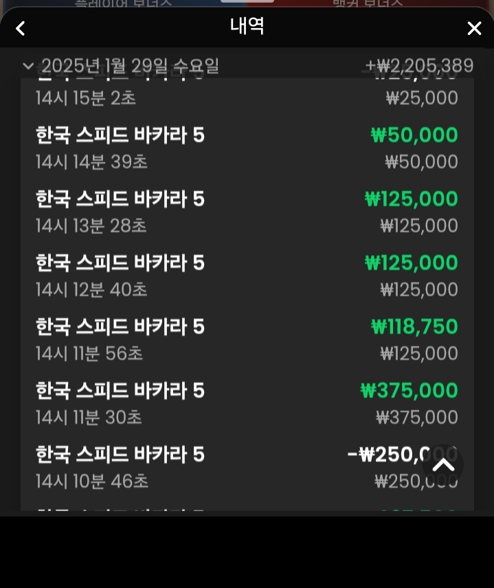 바카라 5연승