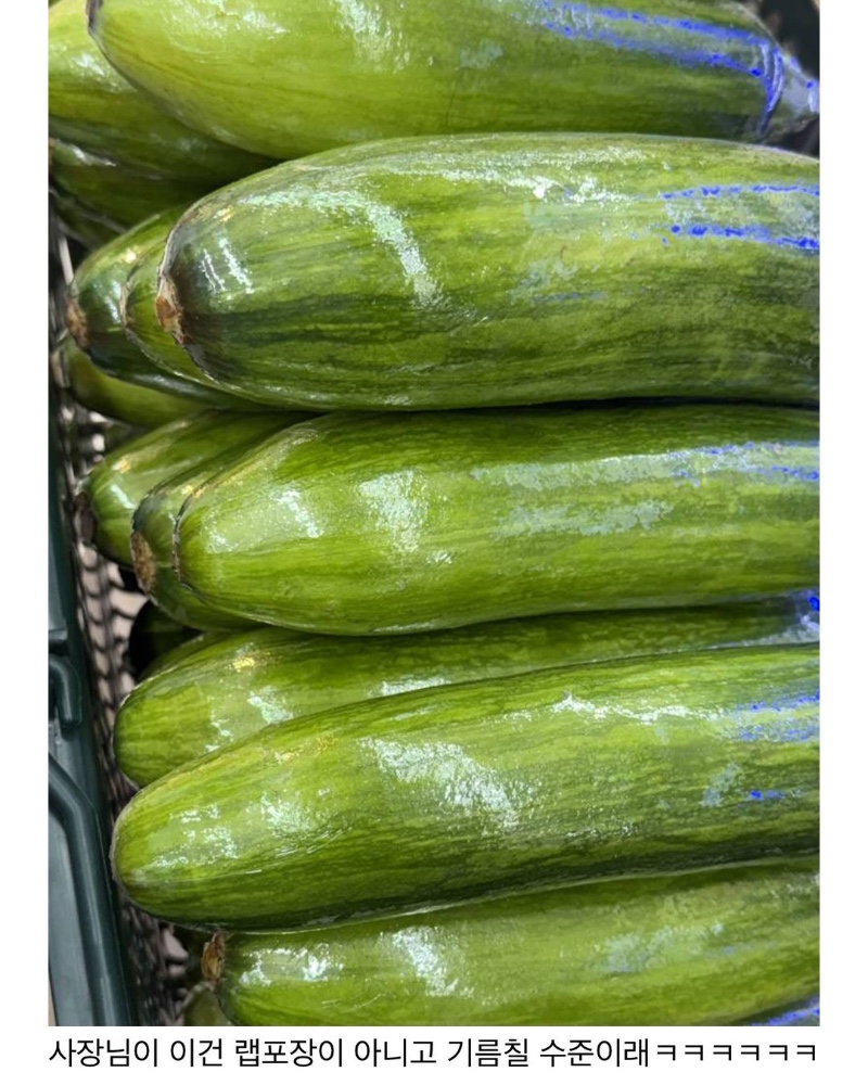 마트에서 야채포장 재능 발견