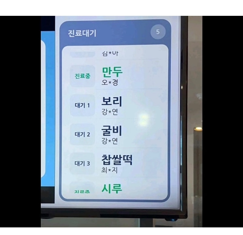 동물병원 대기 명단