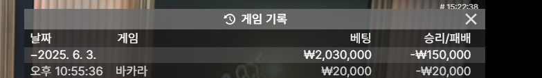 바카라 어제는 손실로 마감!