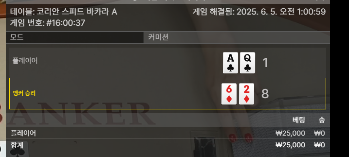 바카라 내추럴 패!