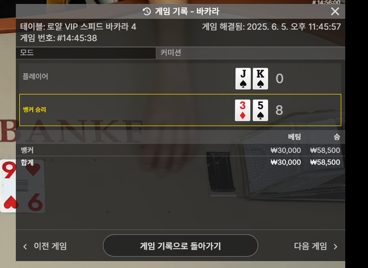 바카라 내추럴 승!