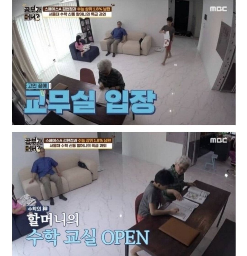 손자에게 수학과외 해주는 할머니 스펙