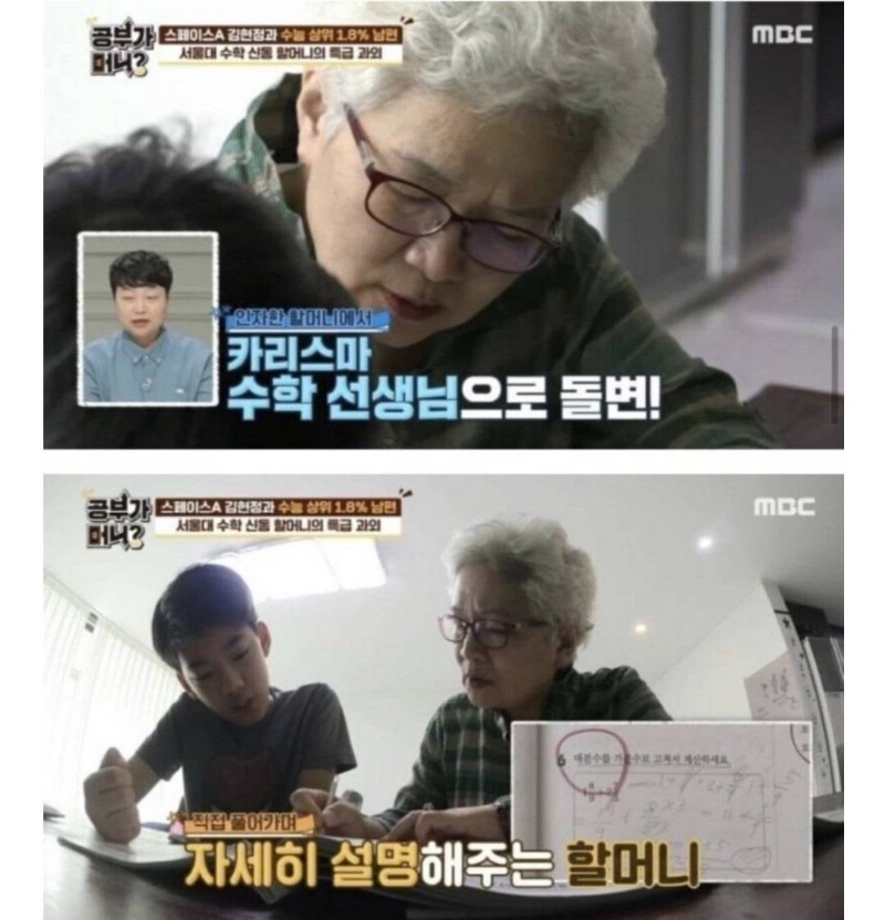 손자에게 수학과외 해주는 할머니 스펙