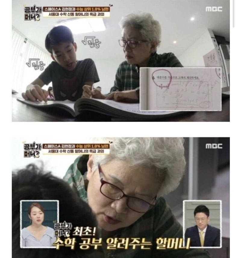 손자에게 수학과외 해주는 할머니 스펙