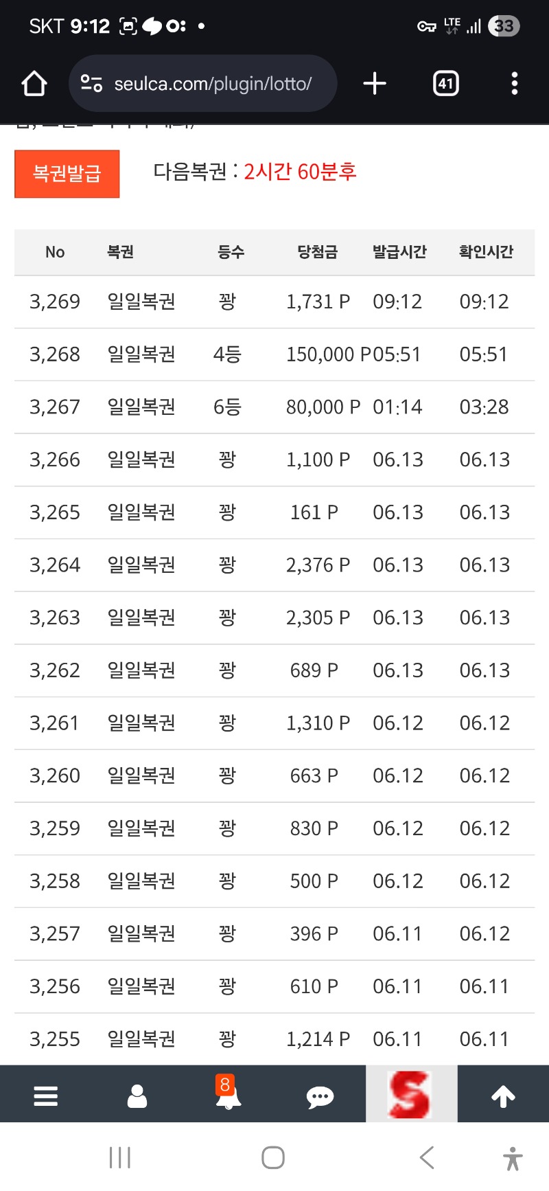 아쉽 ㅜㅜ 복권 연타 ㅎㅎㅎㅎ