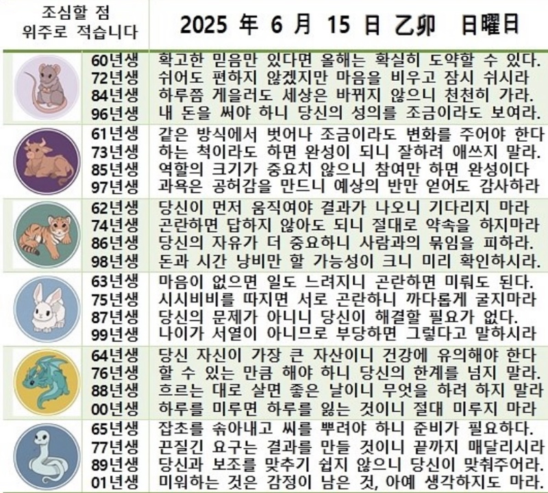 오늘의운세