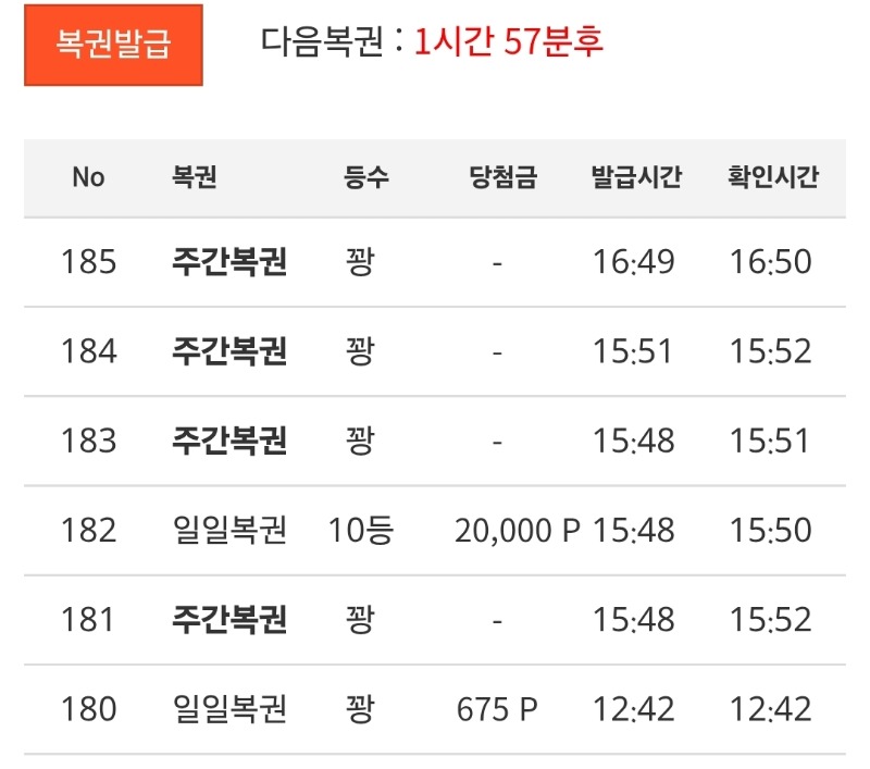 일복 10등 당첨