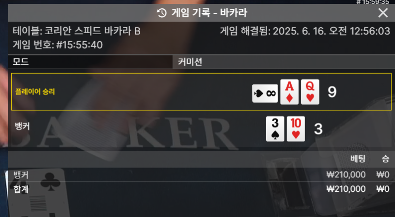 바카라 패 2  플 9