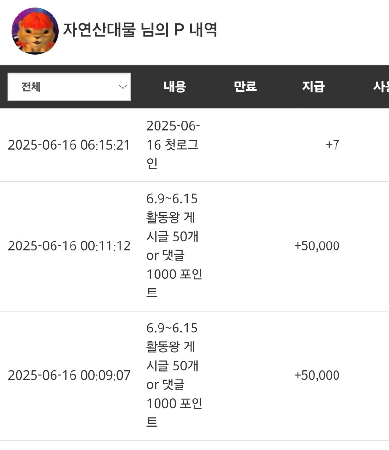 활동왕 포인트 감사합니다
