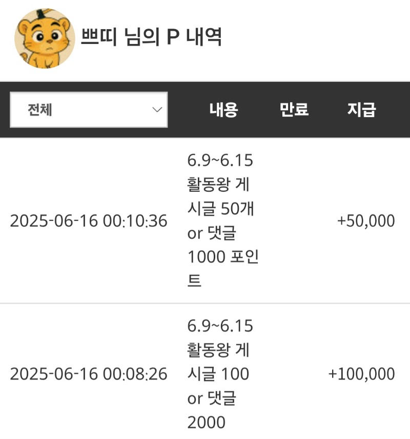 활동왕 포인트