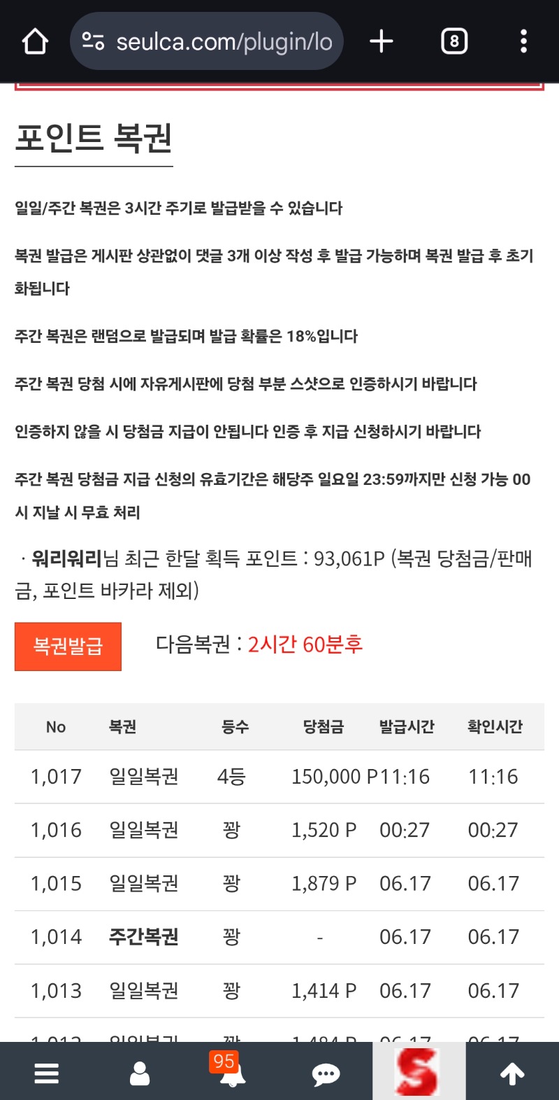 일복 4등