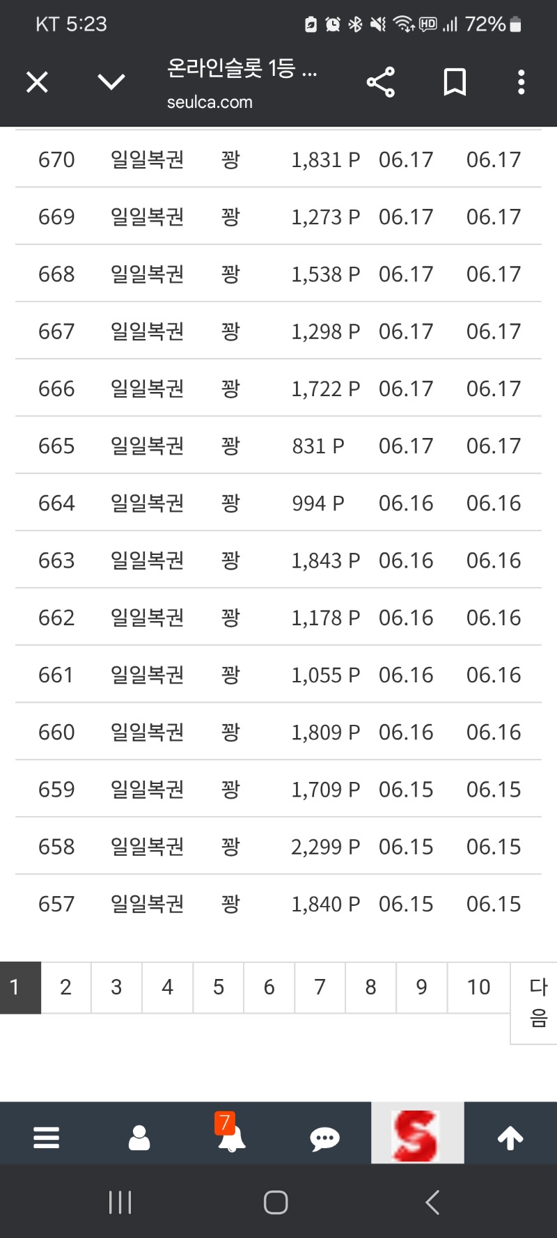 일복 꽝 그만줘~~