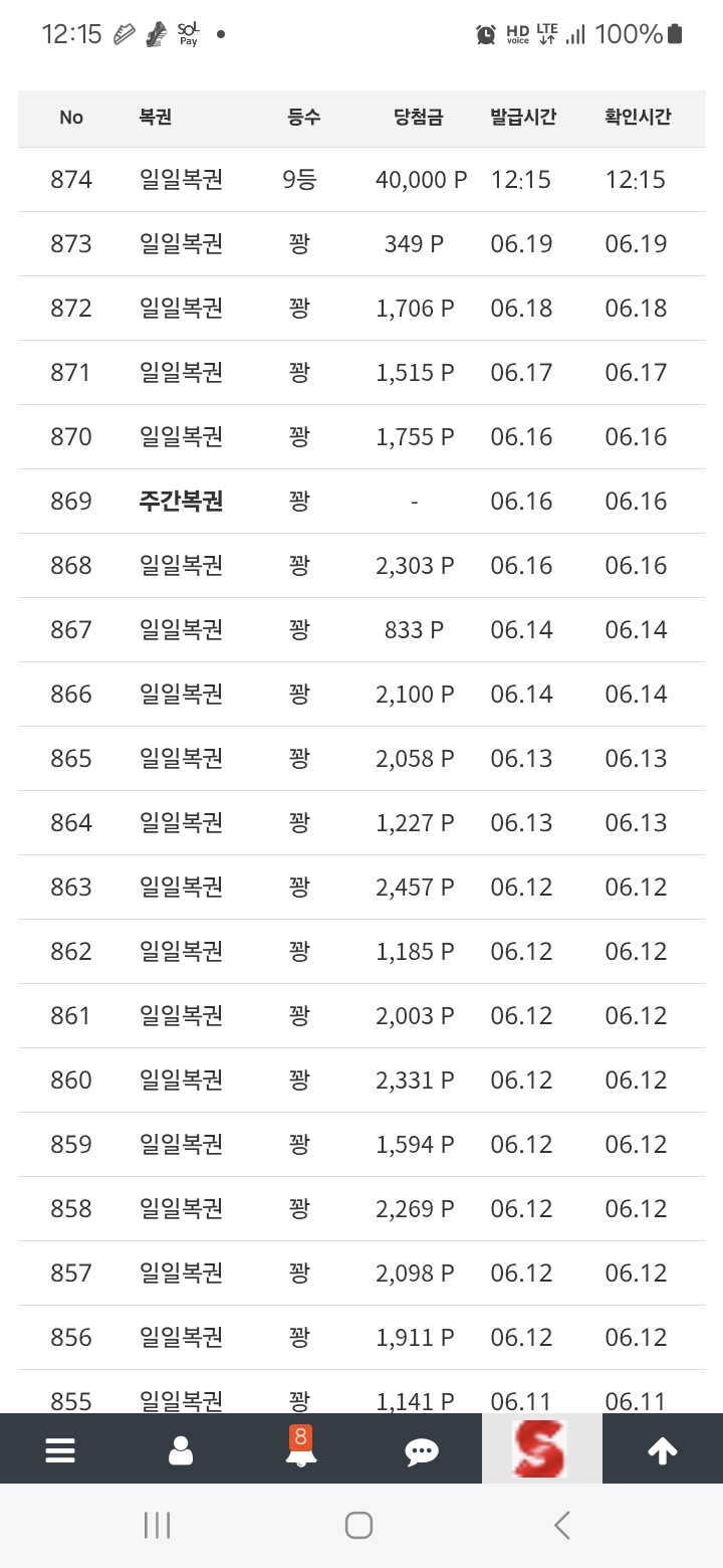 일복 9등 당첨