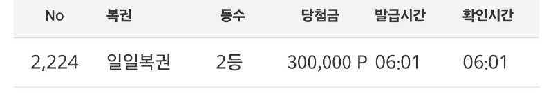 일복2등 당첨