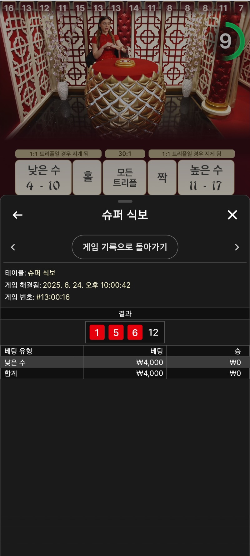 시안 슈퍼식보 패배