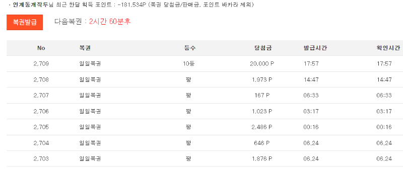 일복 10등 당첨 감사합니다