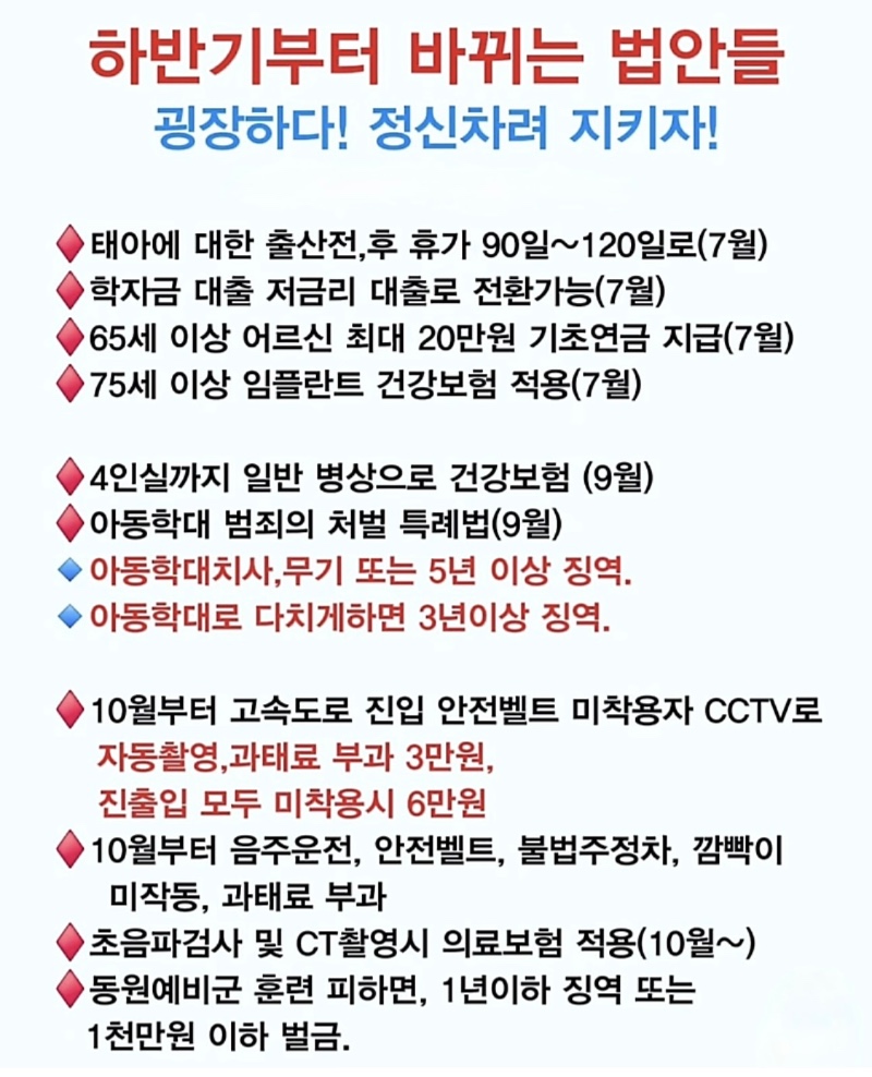하반기부터 바뀌는 법안들