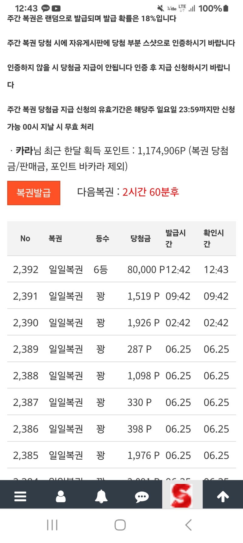 일복6등~~