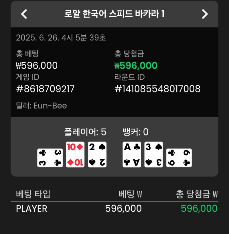 바카라 한방 승