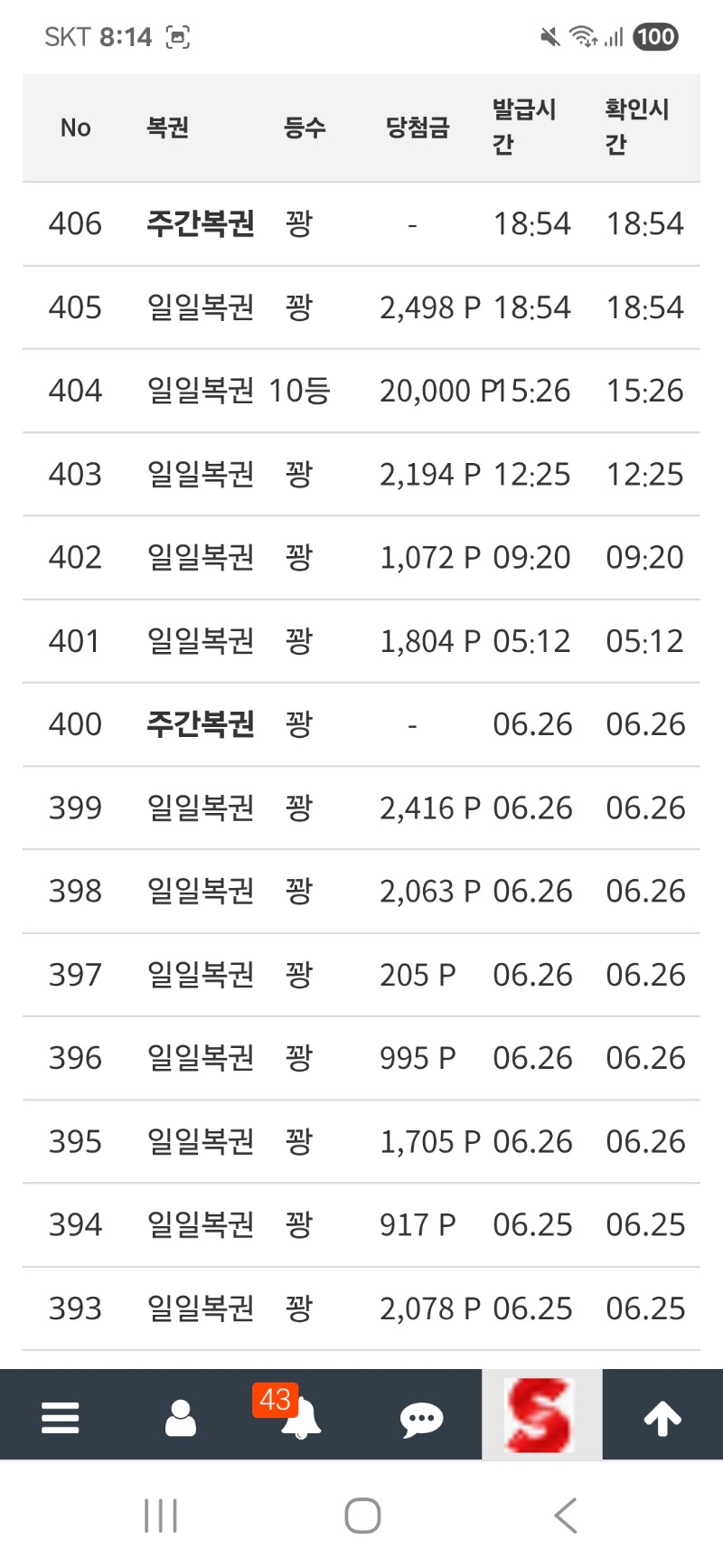주복 당첨좀 하고싶다