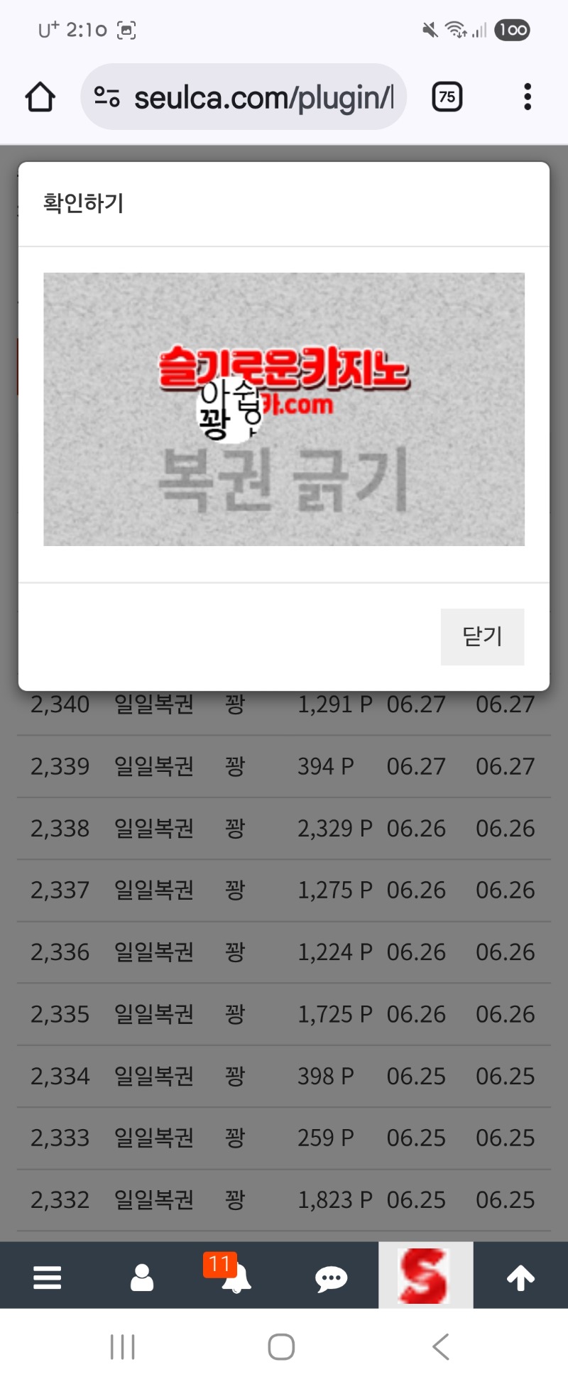 새벽 복권 꽝