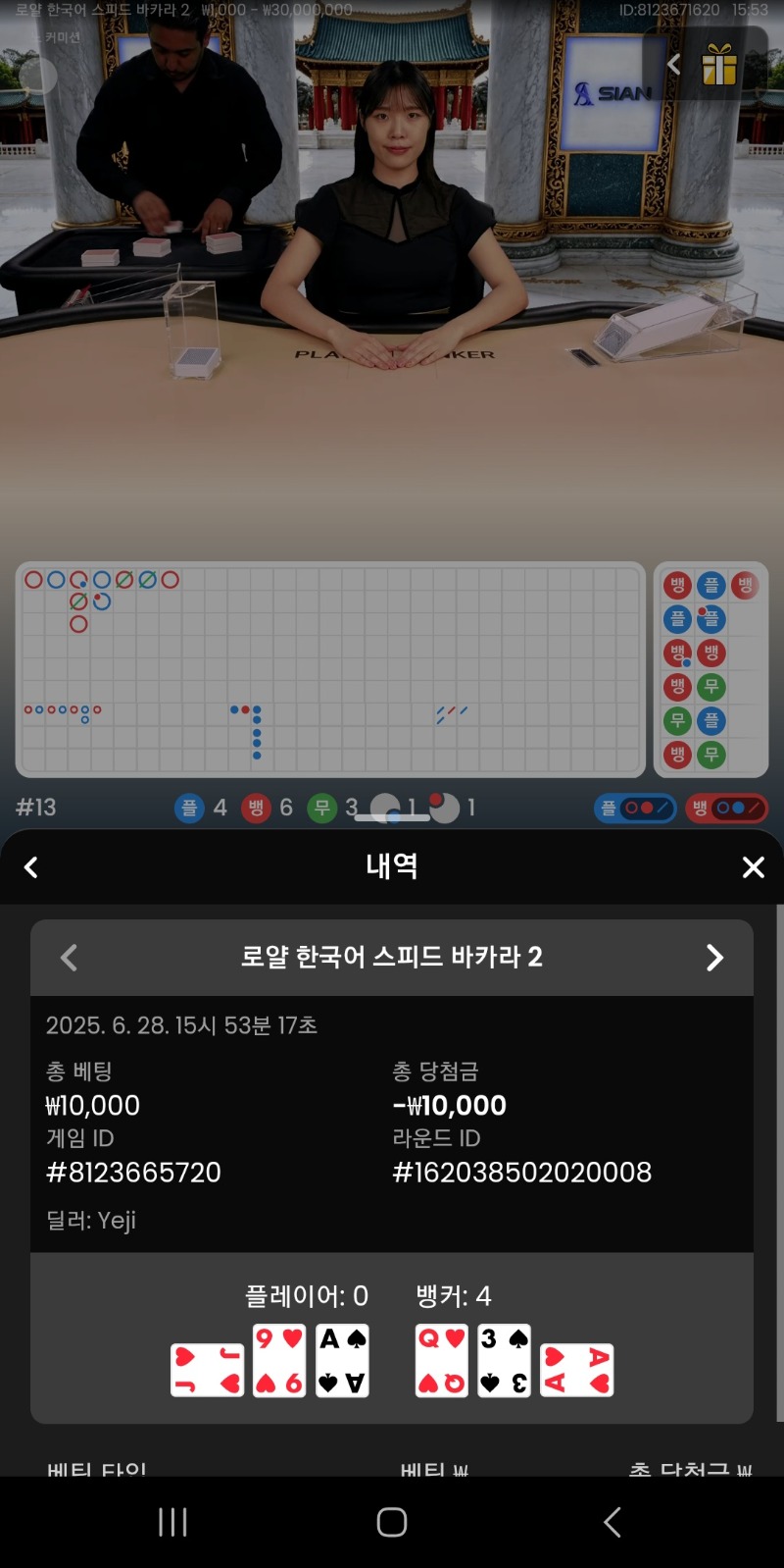 시안 프라그마틱 바카라 2패