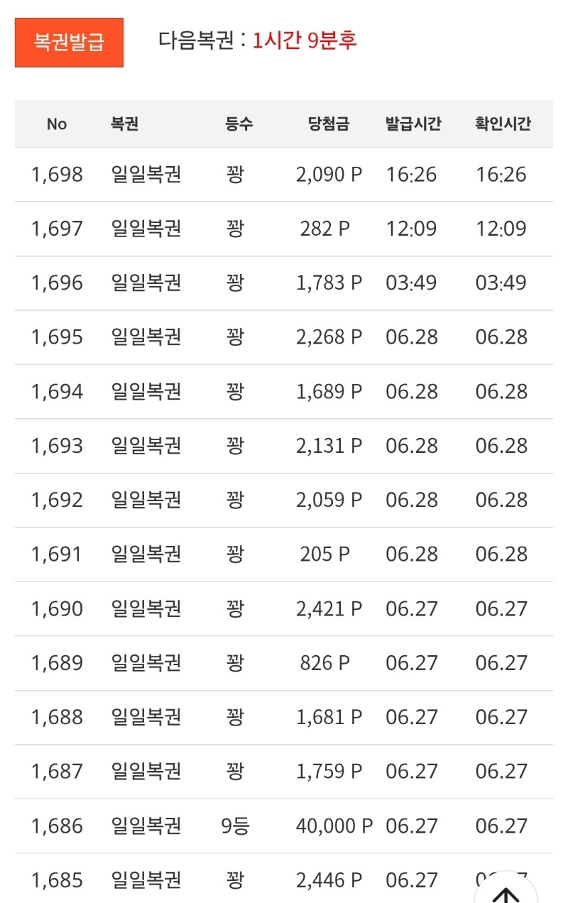 일복당첨 주라~