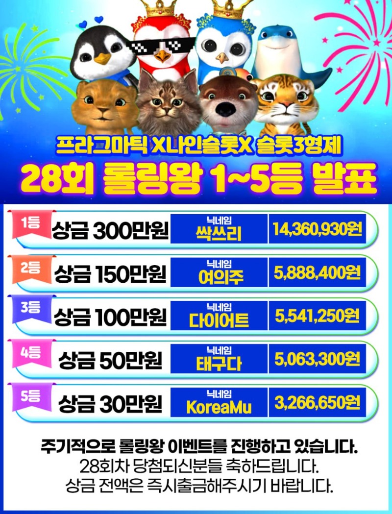 [결과발표] 28회차 롤링왕