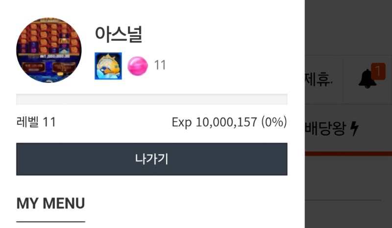 잉어레벨 업했습니다.