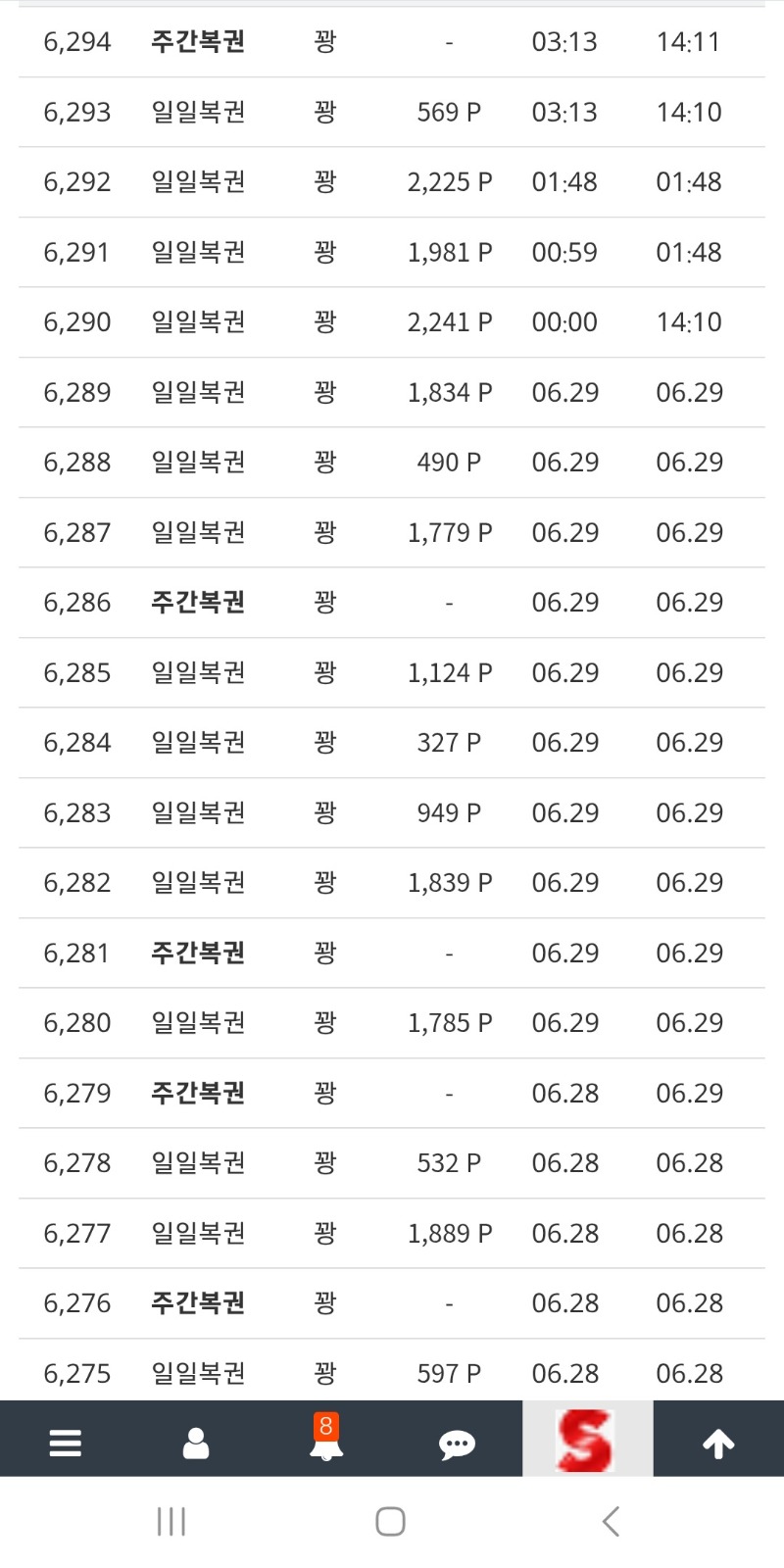 오늘월요일복권만 깔끔하게 25개 꽝마무리~