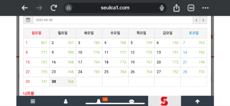 6월 만근신청합니다