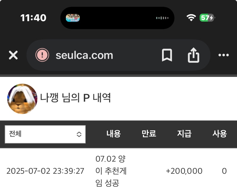 앗싸 양 추겜 포인트