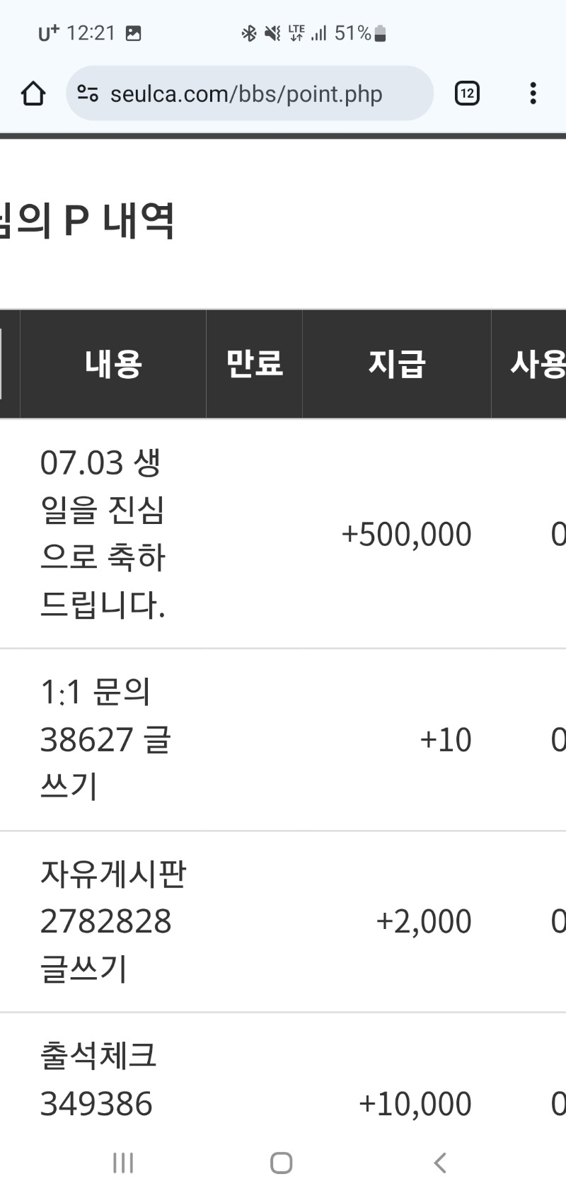 생일축하 포인트