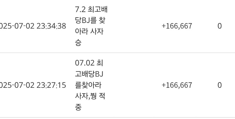 어제 최배비 적중했었군용