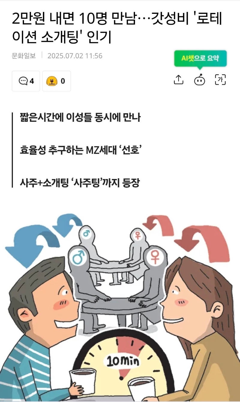 요즘 인기인 2만원 짜리 소개팅