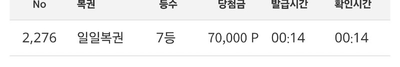 일복7등 당첨