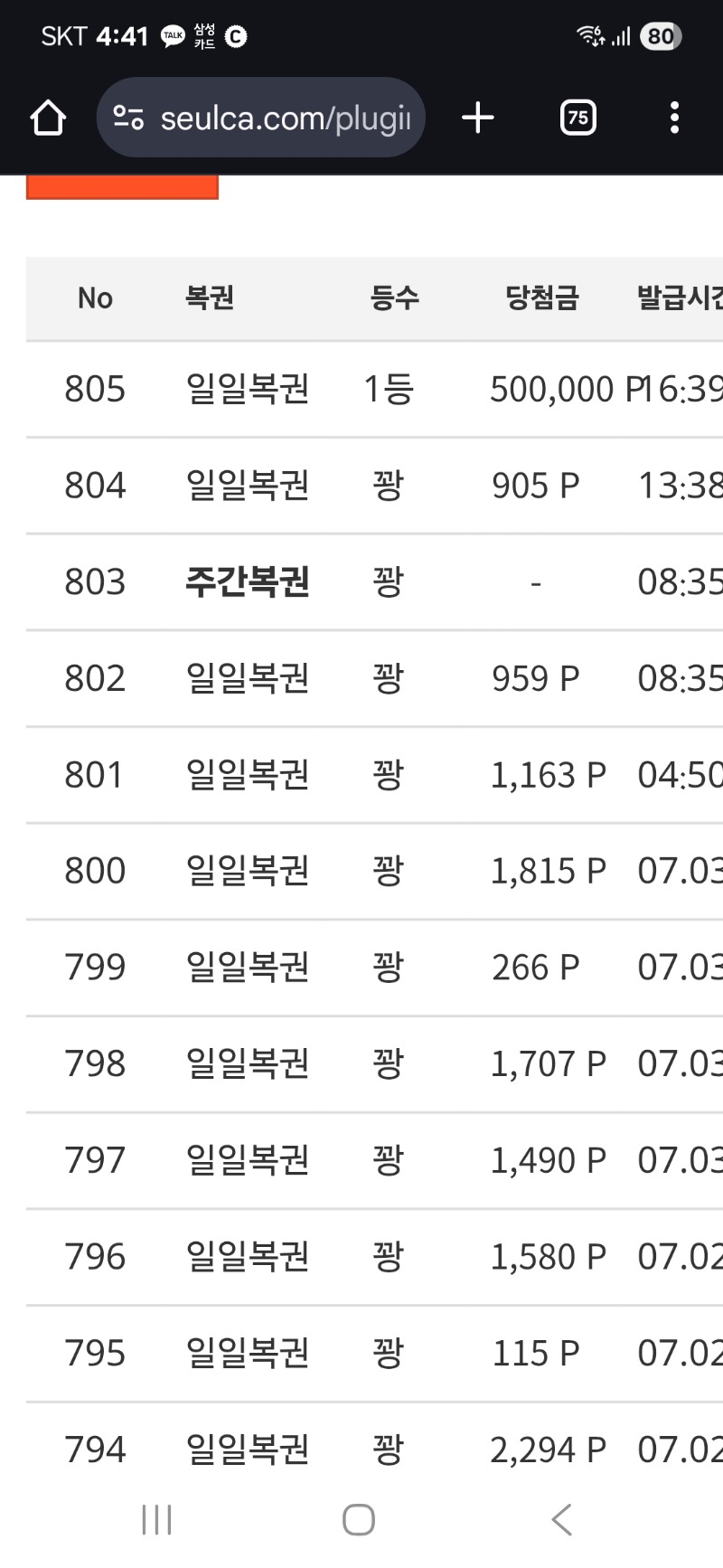 일복1등이네요~