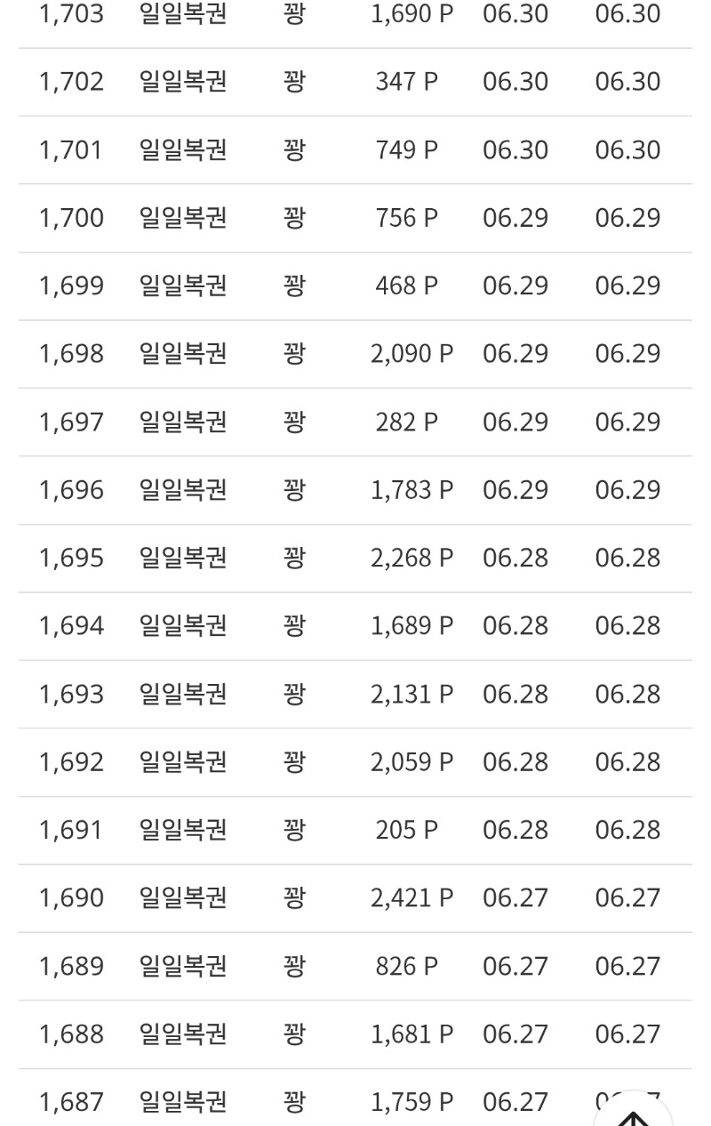 6월27일부터 지금까지 꽝~꽝~꽝