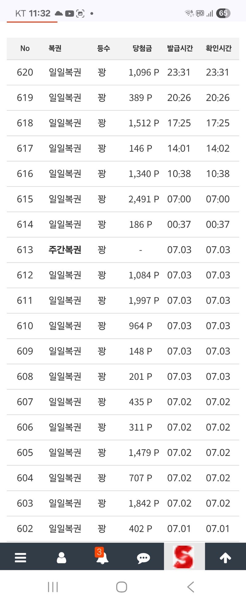 꽝  그만주지 복권 긁는게  조마조마 하네
