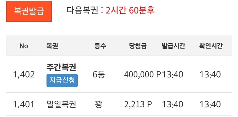 주복 6등 당첨 ㅎ ㅎ