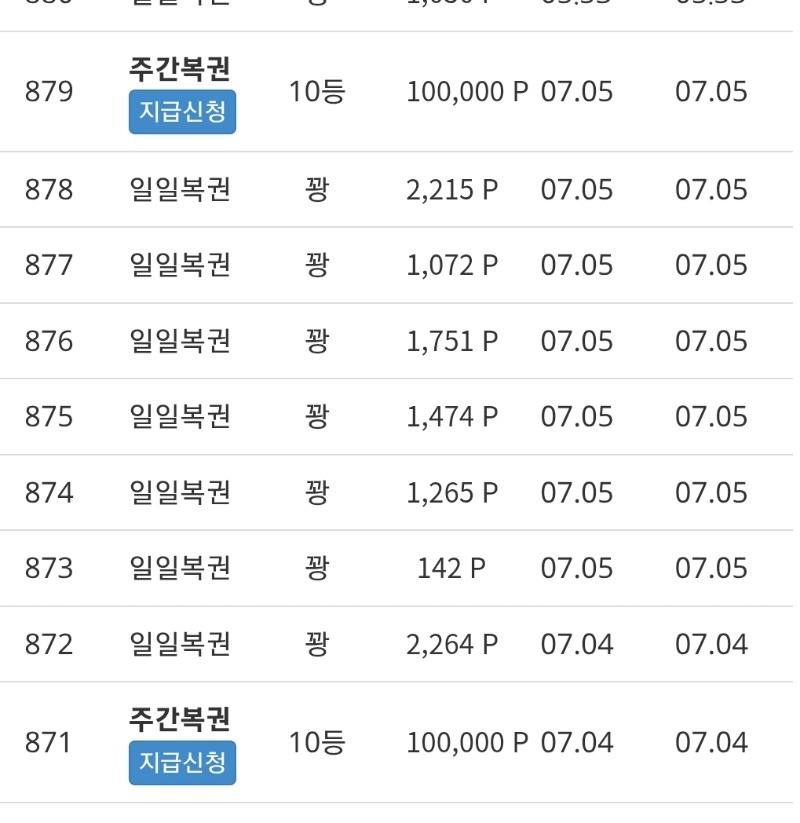 이번주 주복 10등이 두장ㅎ