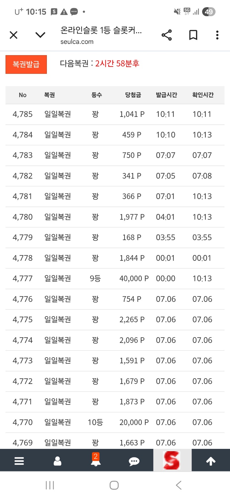 일복이 9등~~