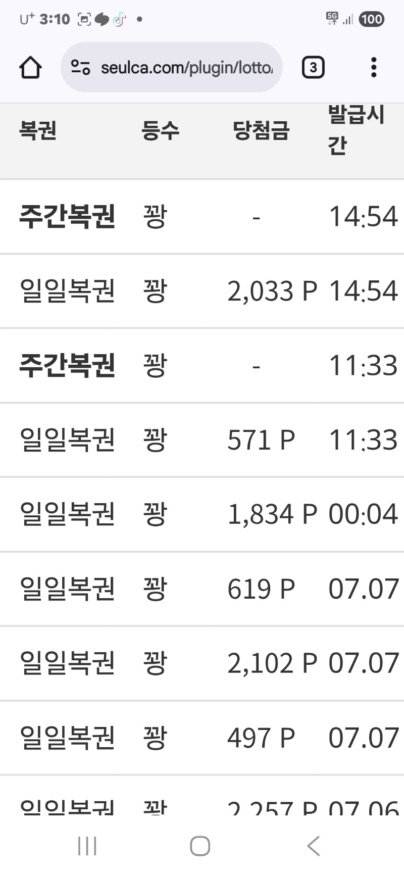 쌍복이 연타로...