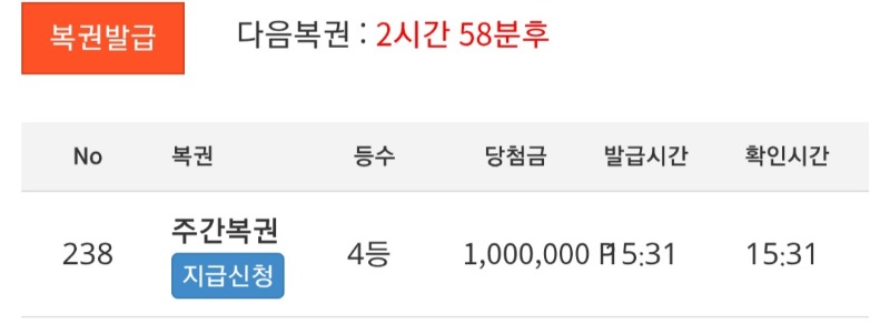 주복 4등 첨 당청요ㅋ