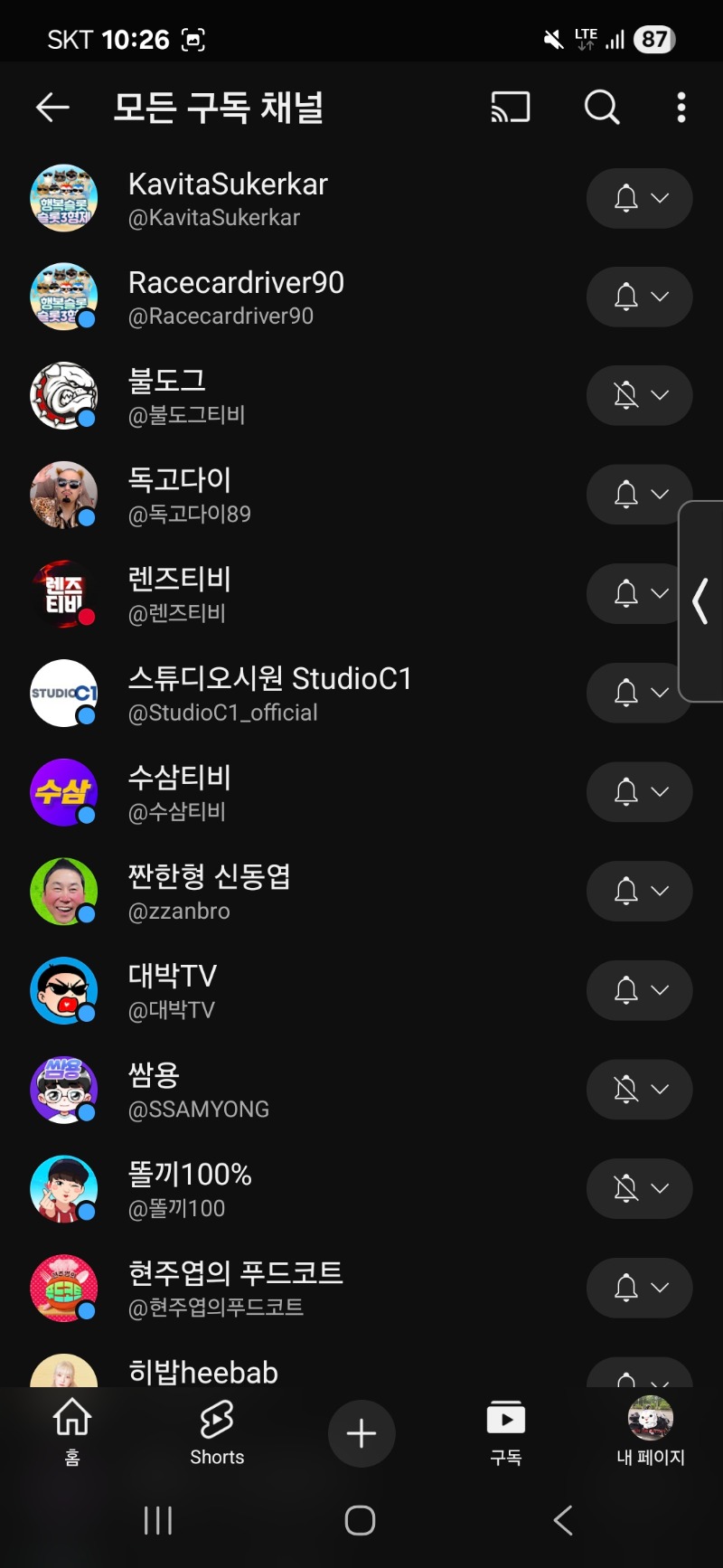 슬캋유튜브 방송국 삭제된 구독만도 100개 넘네