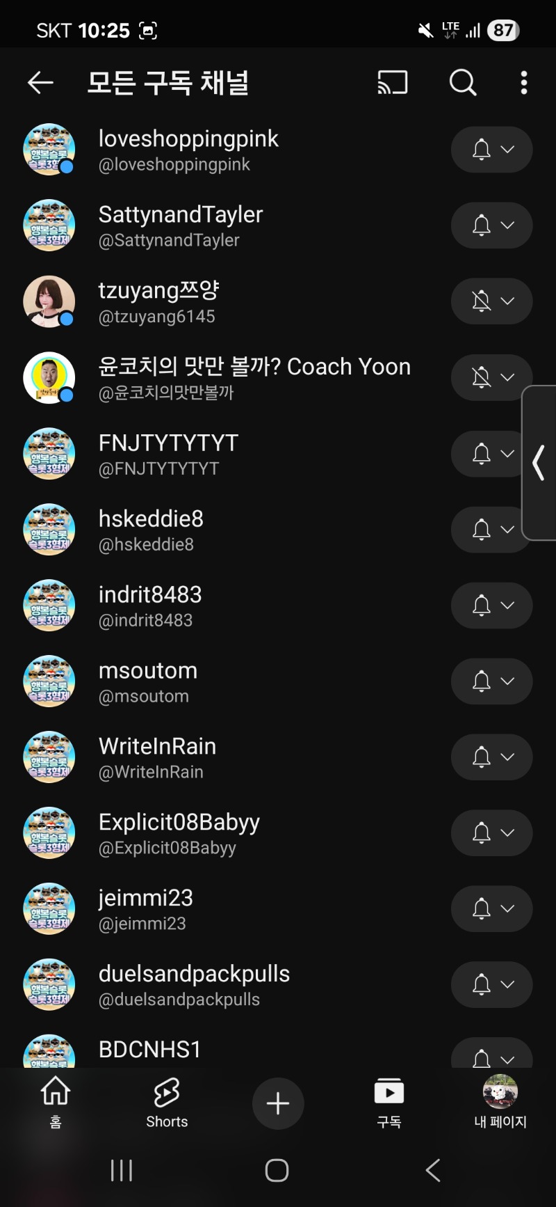 슬캋유튜브 방송국 삭제된 구독만도 100개 넘네